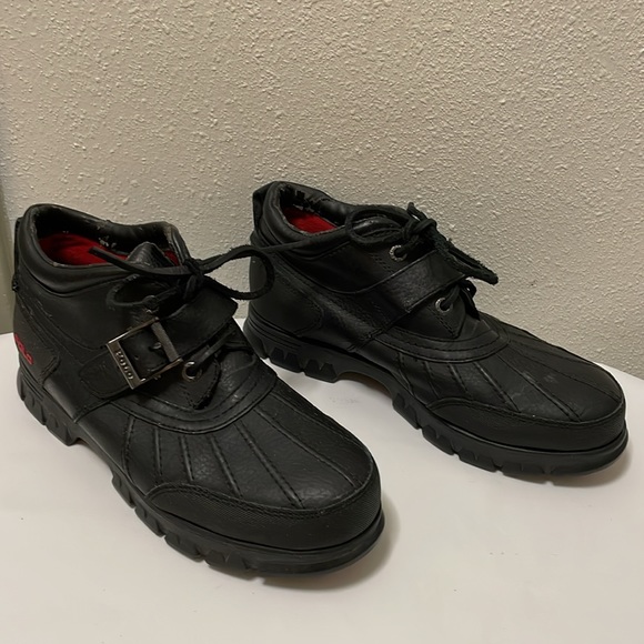 Polo Ralph Lauren Dress Shoes Mens Black Leather Duck Boots Size 10D - Picture 10 of 17